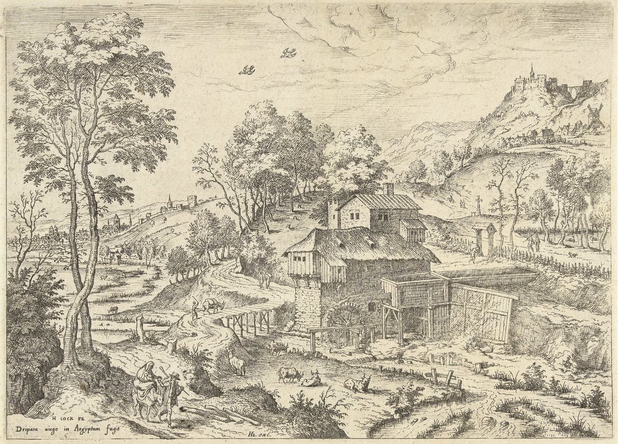 Flight into Egypt (Landscapes with Biblical and Mythological Scenes) by Hieronymus Cock