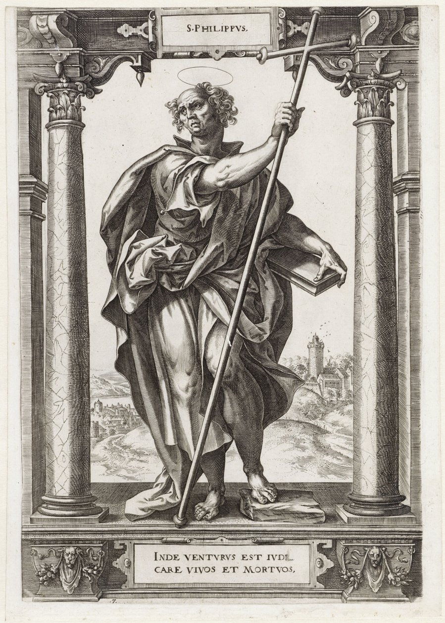 Saint Philip from Christus and the Twelve Apostles, and Saint Paul by Hieronymus Wierix