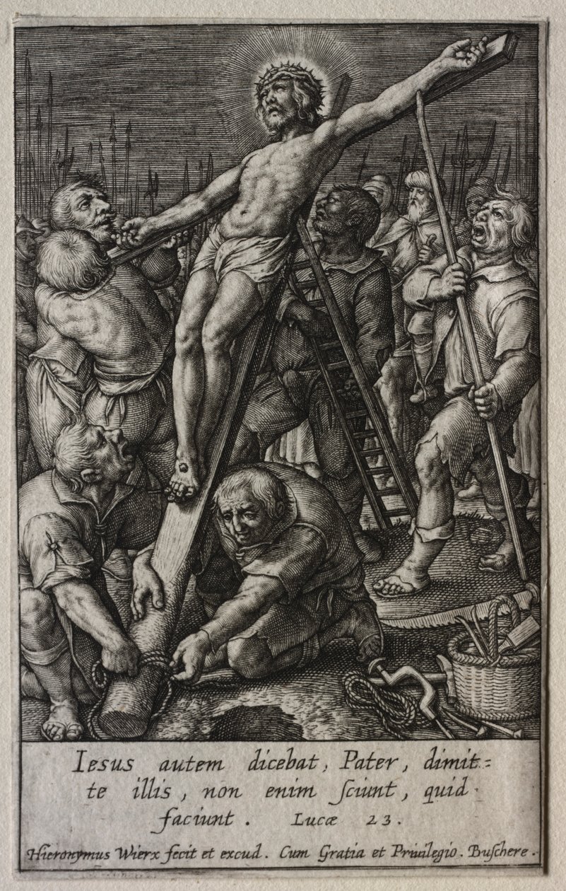 The Passion: The Raising of the Cross by Hieronymus Wierix