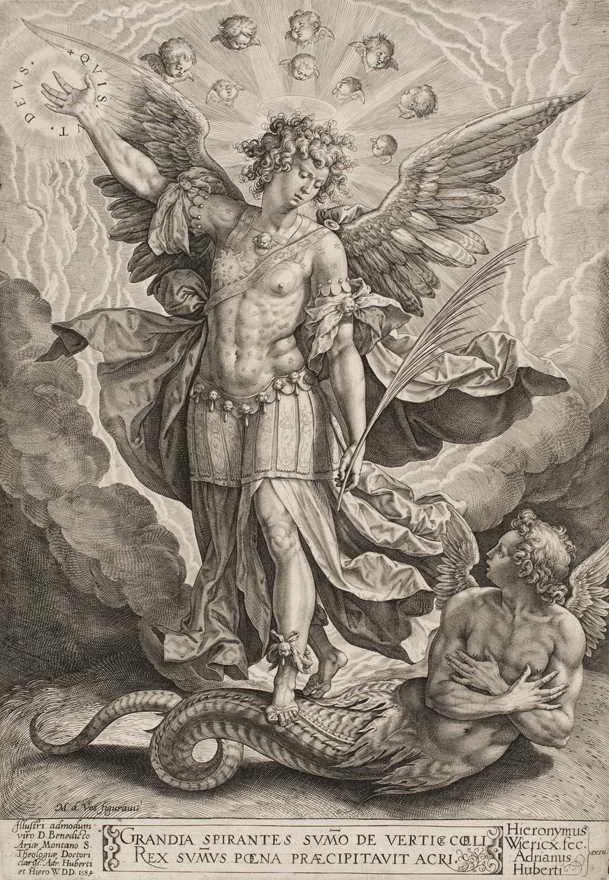 St Michael Triumphing Over the Dragon by Hieronymus or Jerome Wierix