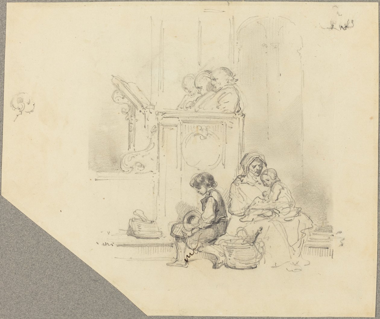 Figures at a Church Service by Hippolyte Bellange