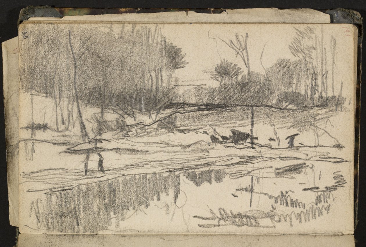 Seated Woman, Leaning on Elbow (Page from a Sketchbook) by Hippolyte Boulenger