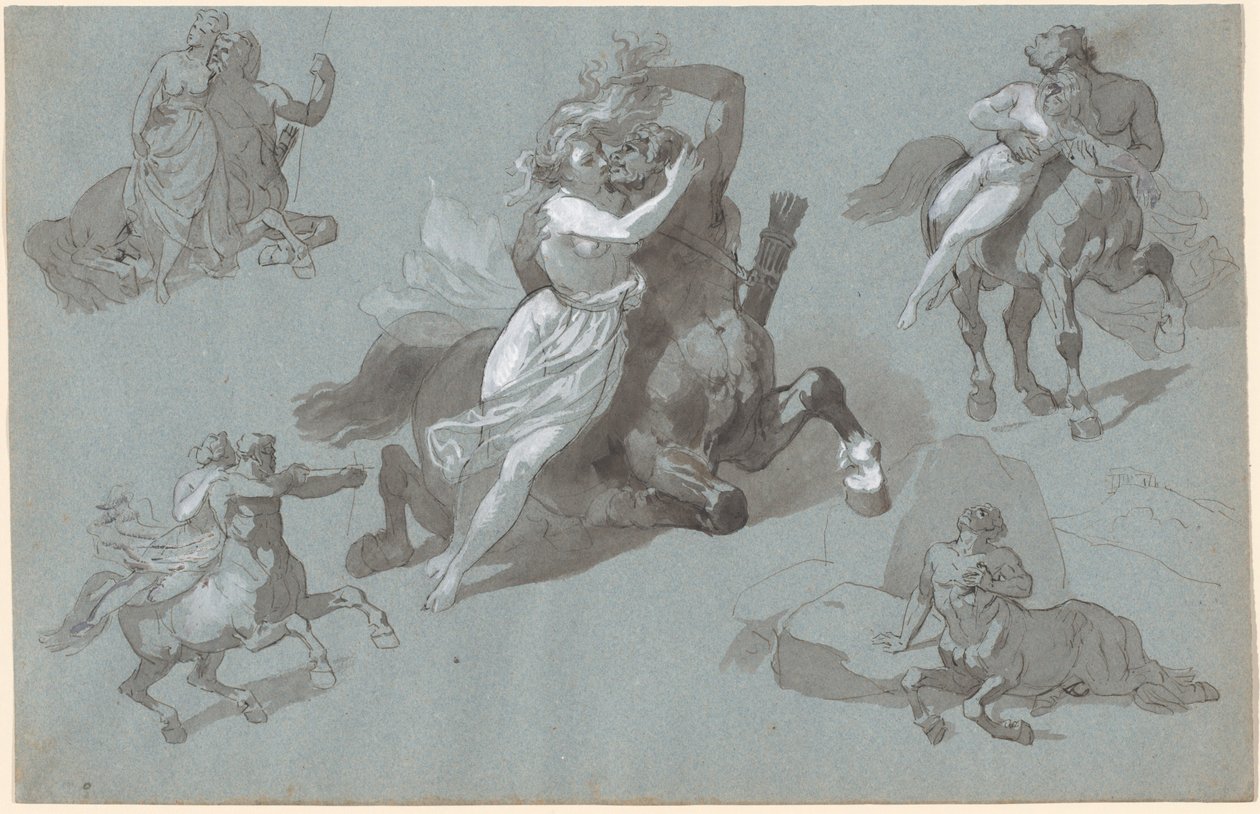 Nessus and Dejanira in Four Poses, and the Dying Nessus by Hippolyte Lalaisse