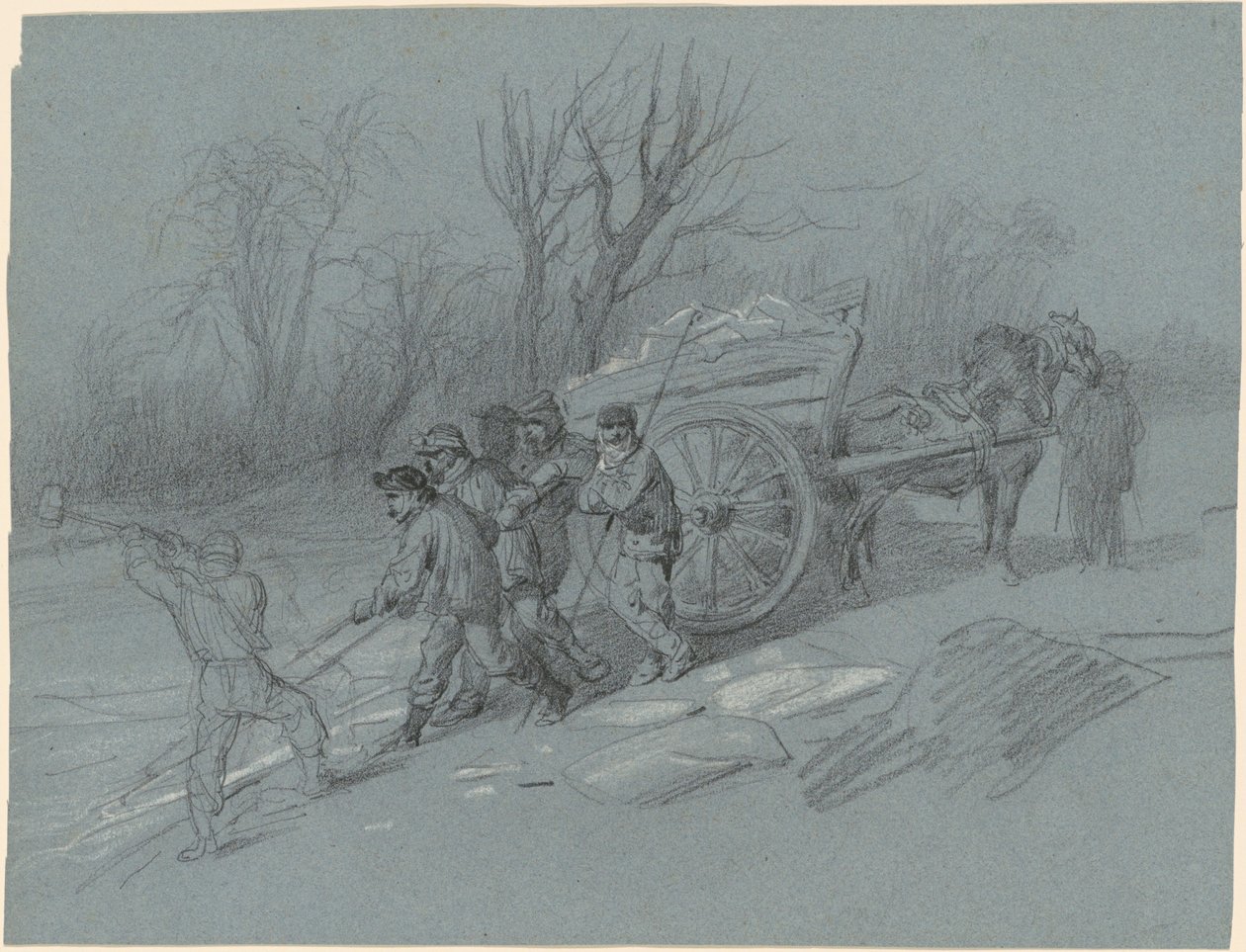 Workmen Gathering Ice at the Water