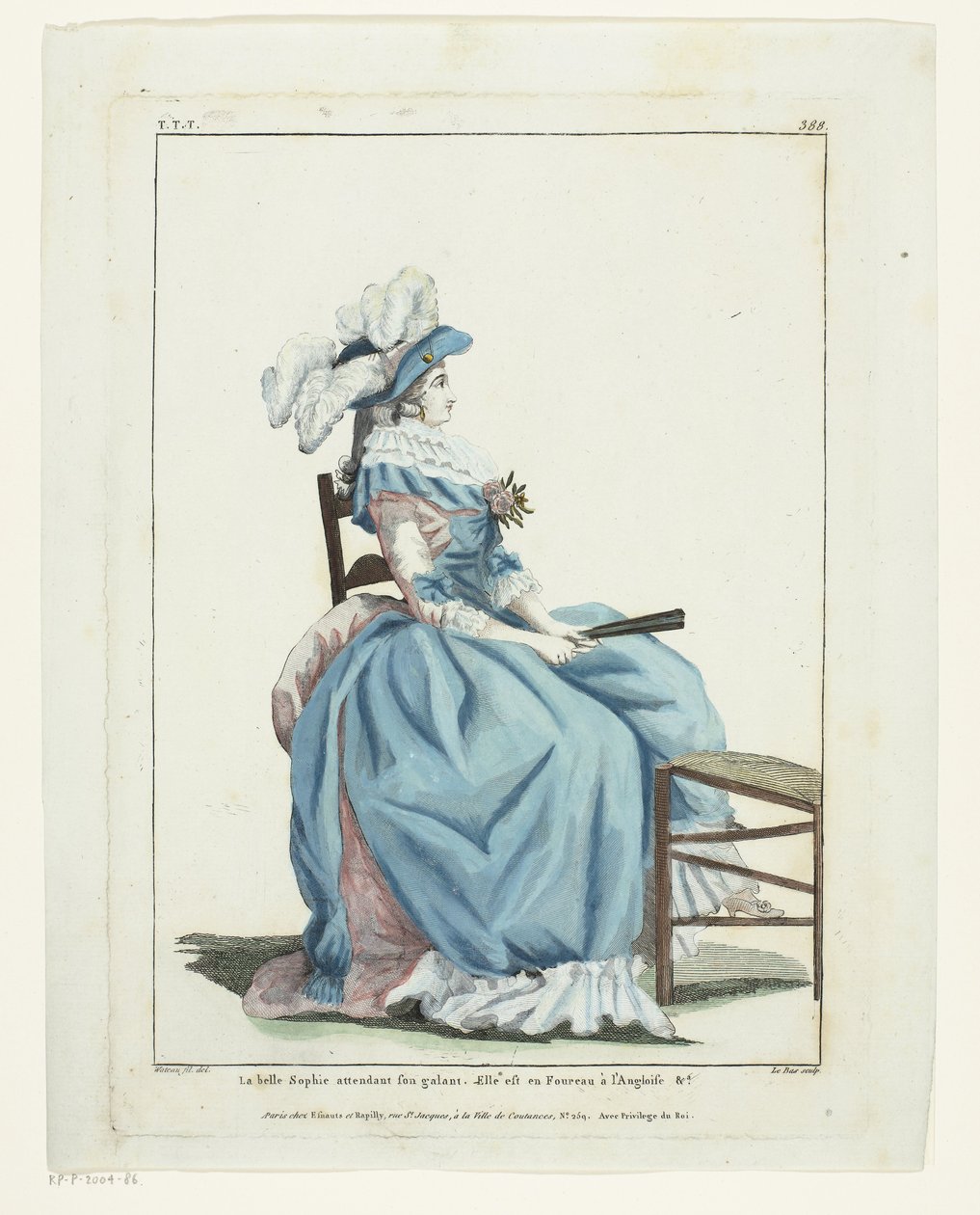 Gallery of Fashion and French Costumes 1787, TTT.388: The Beautiful Sophie Waiting... by Hippolyte Le Bas