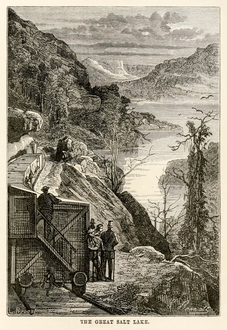 The Great Salt Lake, from Around the World in Eighty Days by Jules Verne by Hippolyte Leon after Benett