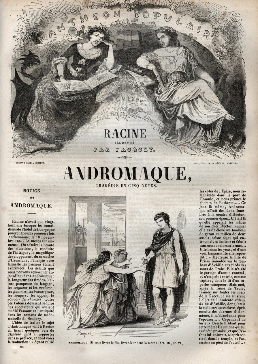 Andromaque tragedy in five acts - engraving in 