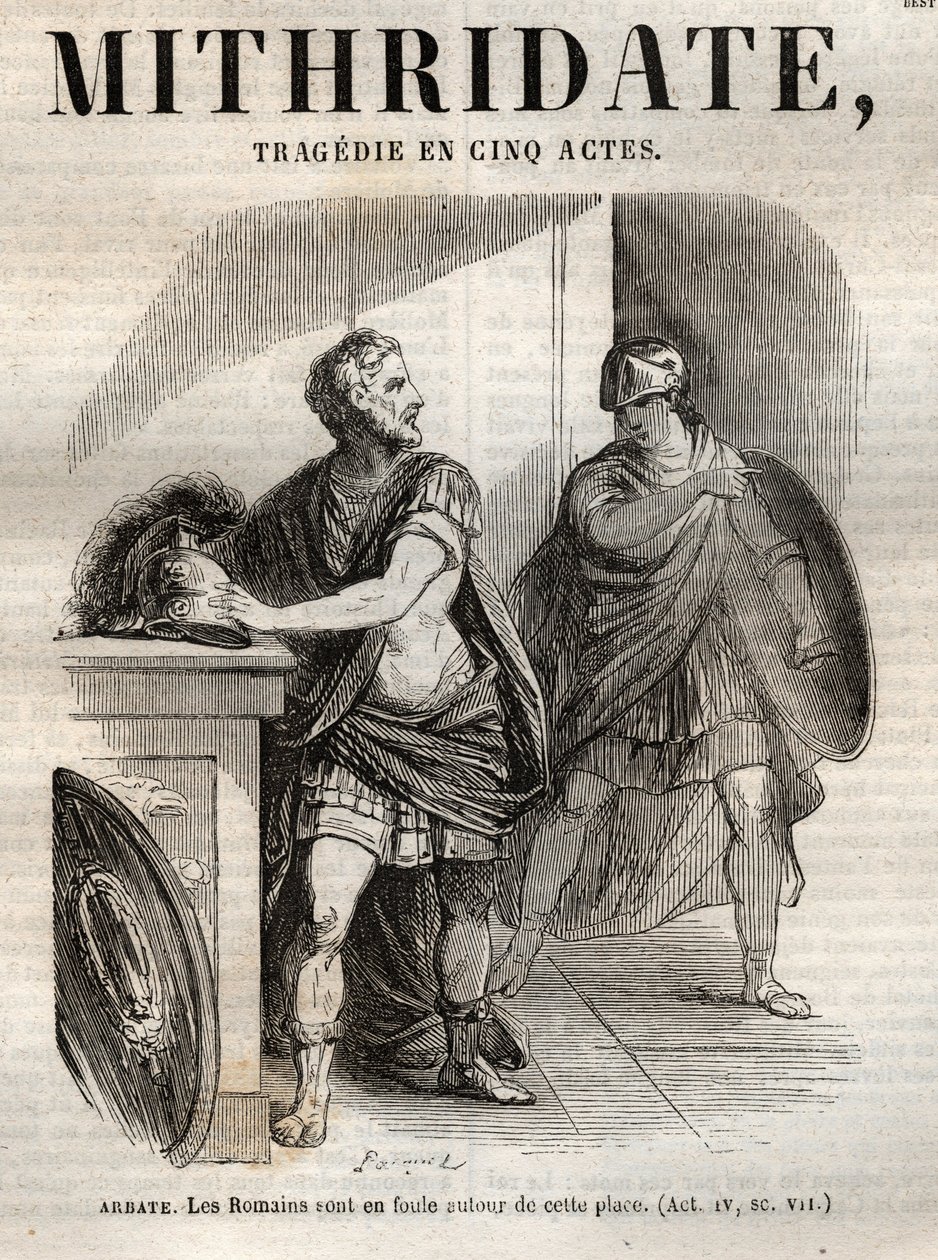 Mithridate, tragedy in five acts by Jean Racine - engraving in 