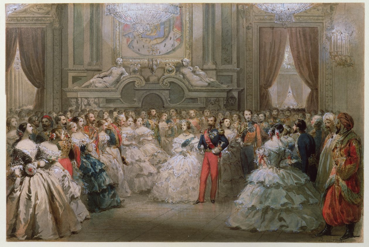 Queen Victoria and Prince Albert at a Gala Dinner Given by Napoleon III and Eugenie, 1853 by Hippolyte Louis Pauquet