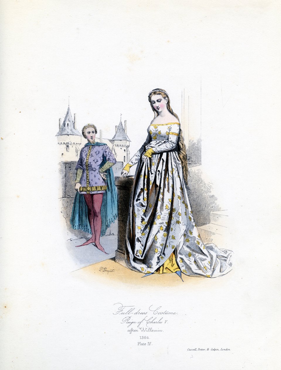 Noble woman in full dress by Hippolyte Louis and Polydore Pauquet