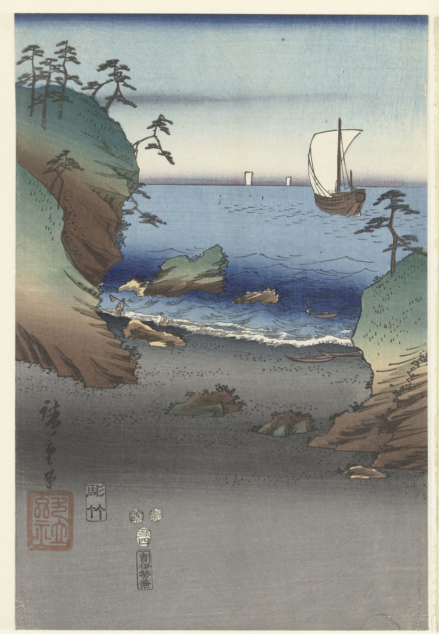 The Elegant Prince Genji at Suma by Hiroshige (I) , Utagawa
