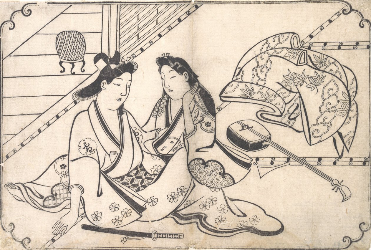Two Lovers by Hishikawa Moronobu
