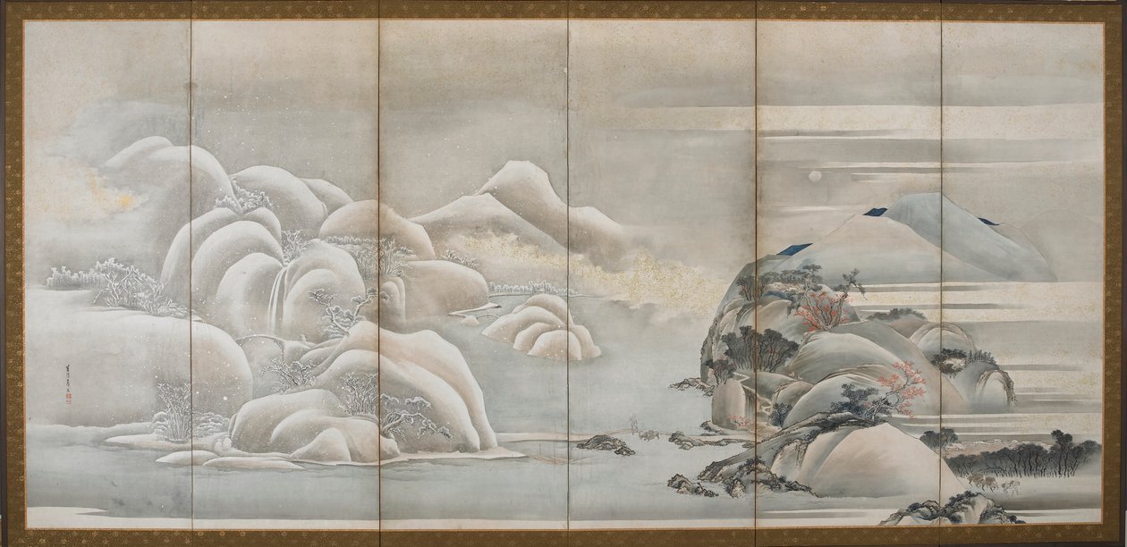 Landscape: Two of the Four Seasons, Autumn and Winter by Hishikawa Sori