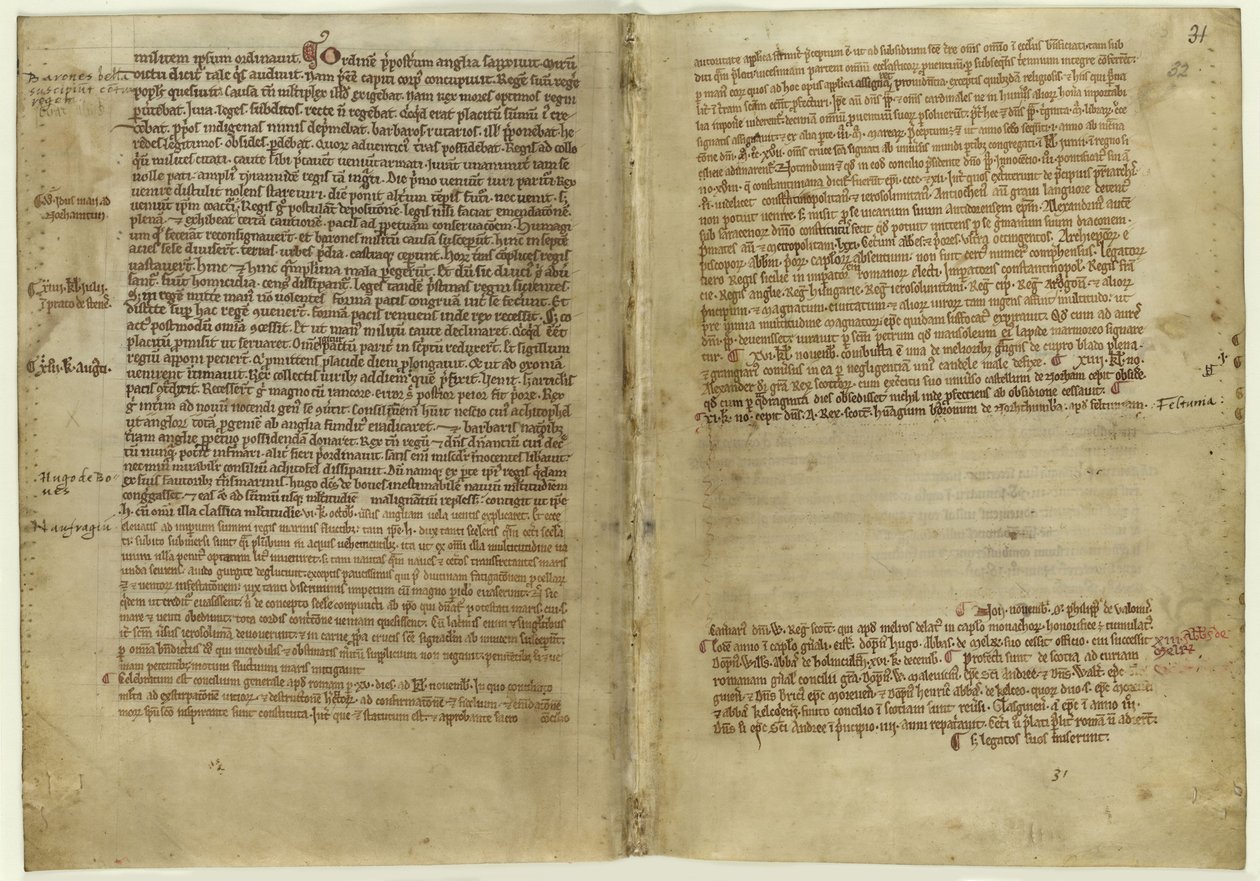 Verse Account of Magna Carta in the Chronicle of Melrose Abbey, 1270s by Historical Document