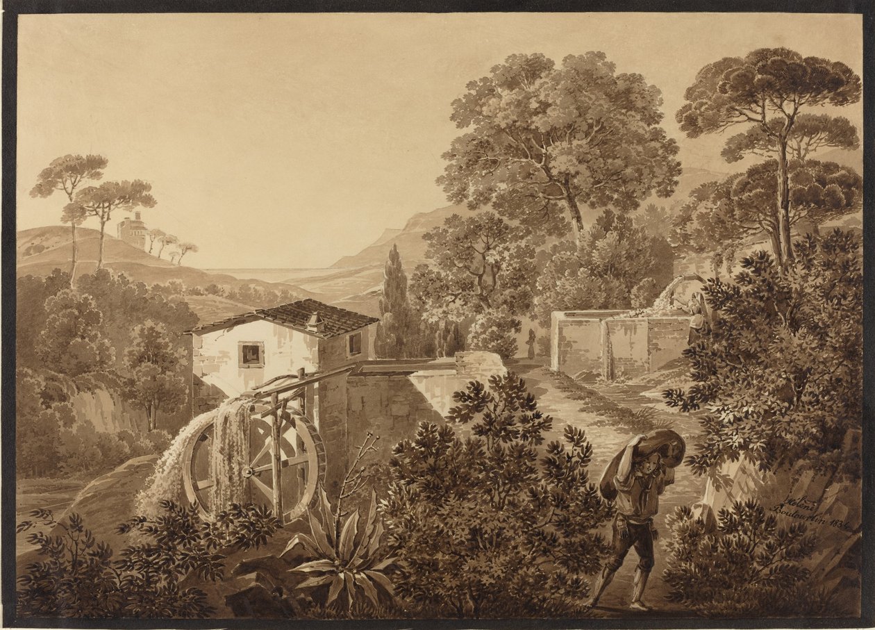 Italian Landscape with a Watermill by Hélène Boutourlin