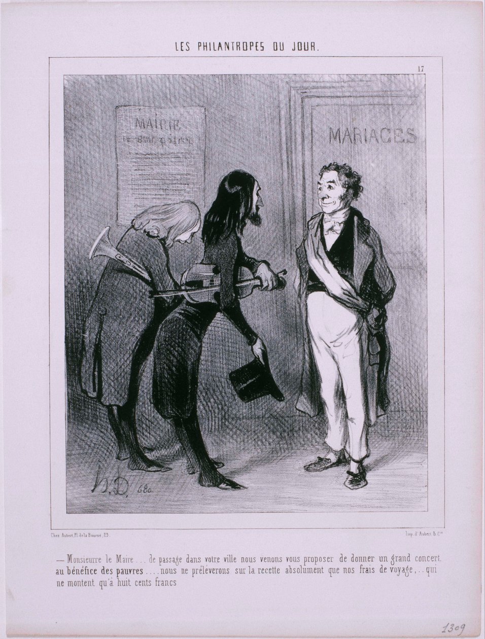 The Philanthropists of the Day - Mr. Mayor... Passing Through Your Town... by Honoré Daumier