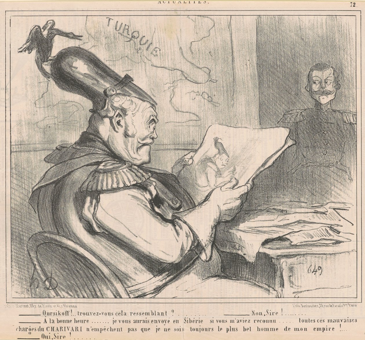 "-Ouriskoff!..do you find this similar?" from Actualities by Honoré Daumier