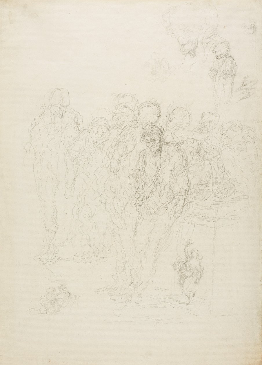 A Group of Men, and Other Sketches, 1857 by Honoré Daumier
