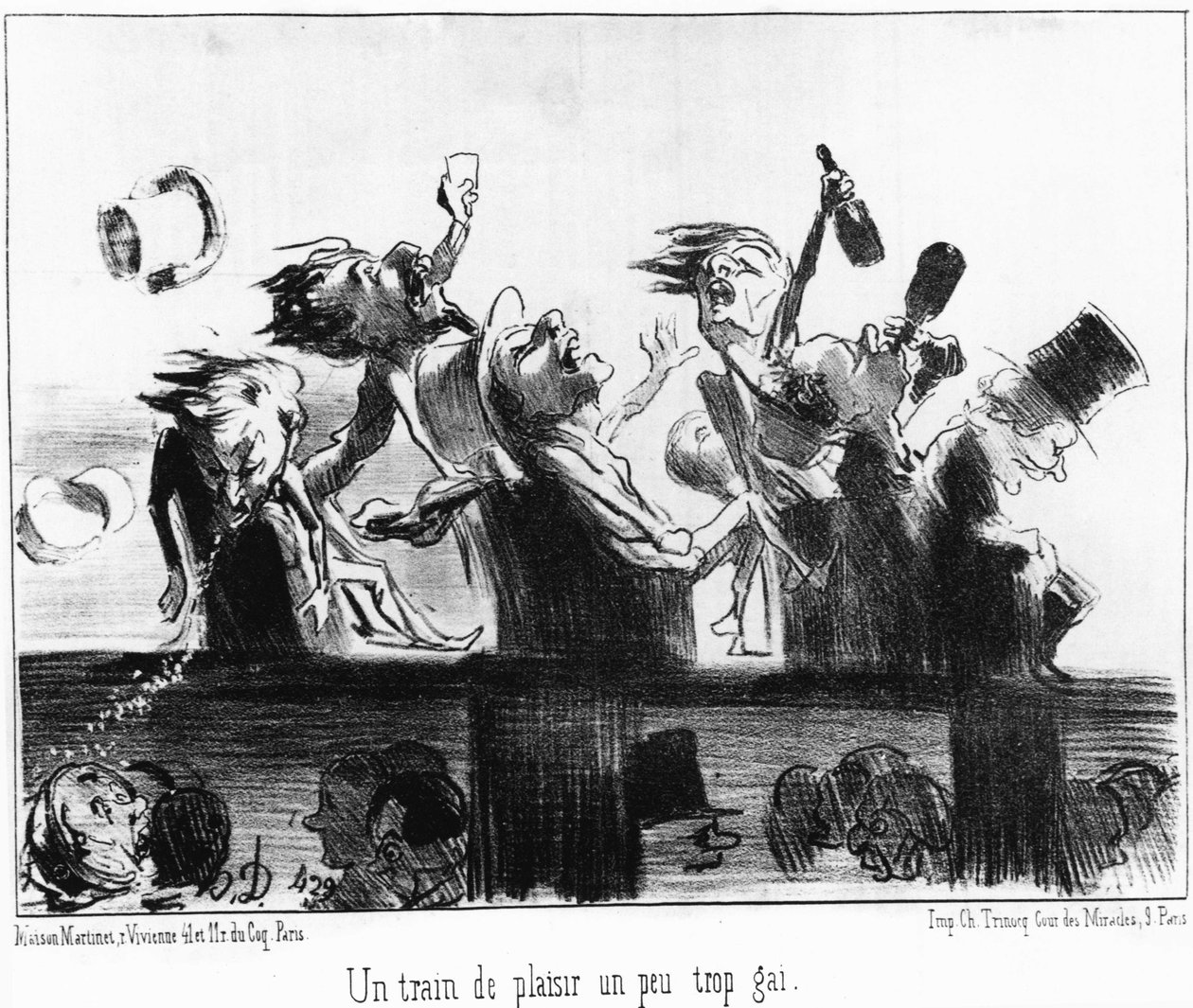 A fun train a little too cheerful (from the series of cartoons on the railways) by Honoré Daumier