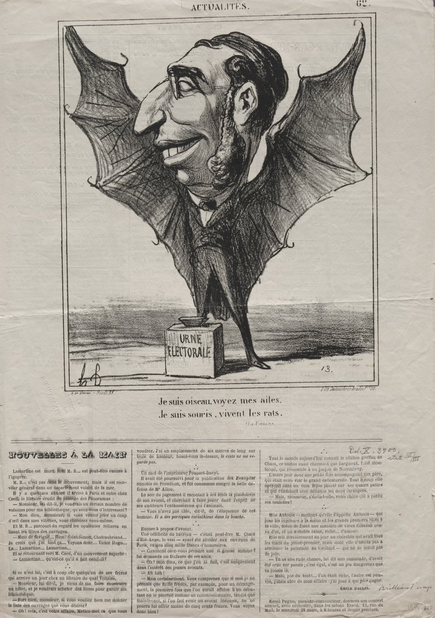 Actualities (No. 62): I am a Bird, See My Wings.. by Honoré Daumier