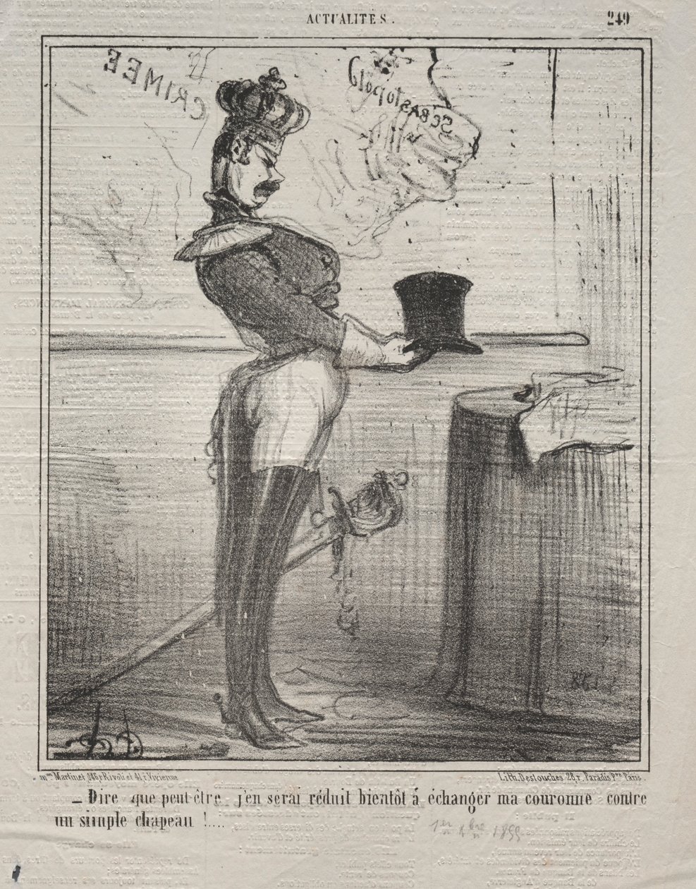 Actualities No. 249: They Say That I Will Soon Be Reduced to Exchanging My Crown... by Honoré Daumier