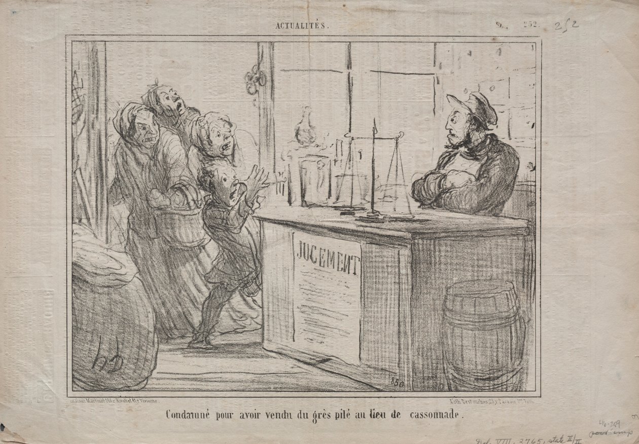 Condemned for Selling Sand Instead of Brown Sugar, 1855 by Honoré Daumier