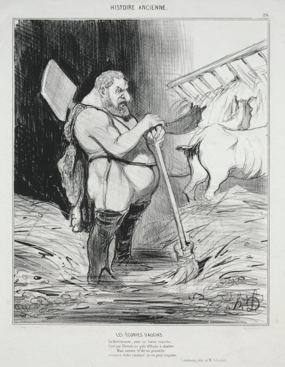 Ancient History, plate 26: The Stable of Augeas, 25 September 1842 by Honoré Daumier
