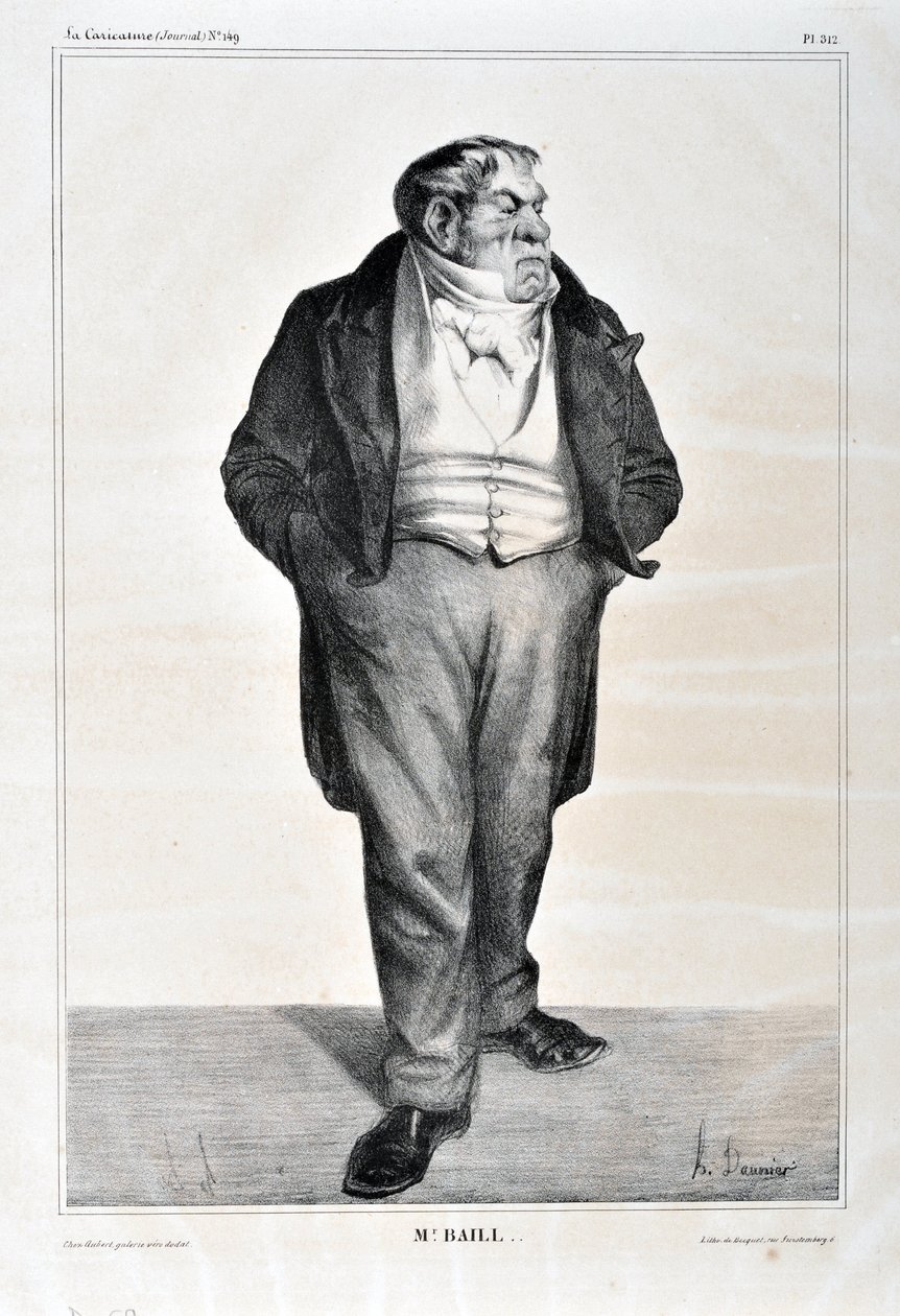 Artwork by Honore Daumier (1808-1879). Charivari dates from 1833: Serie Celebrites de la caricature Mr. Baill... MUSEUM OF FINE ARTS - PALACE LONGCHAMP, MARSEILLE by Honoré Daumier