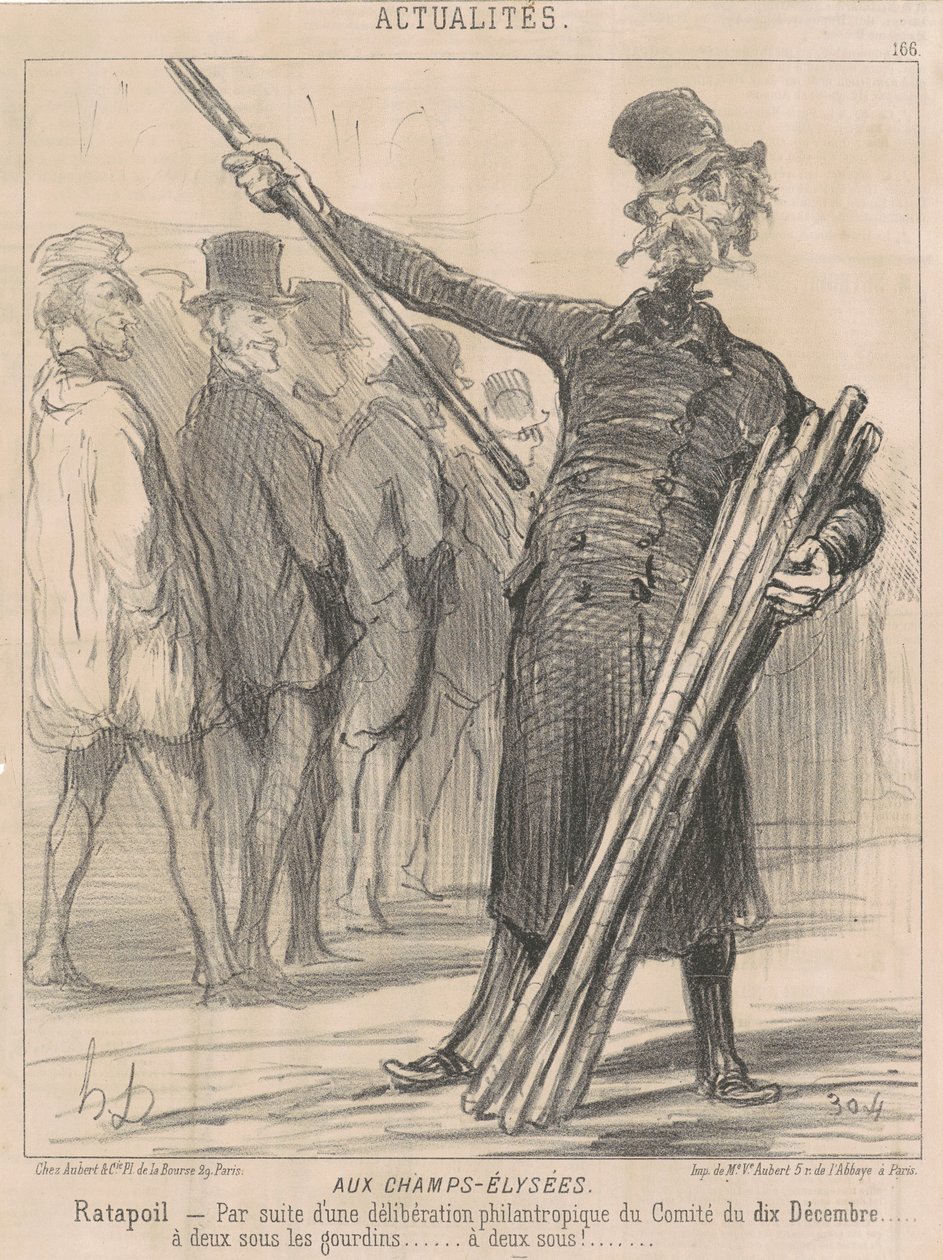 At the Champs-Elysées, Ratapoil. As a result of a philanthropic deliberation of the Committee of December 10...at two sous per club...two sous... by Honoré Daumier