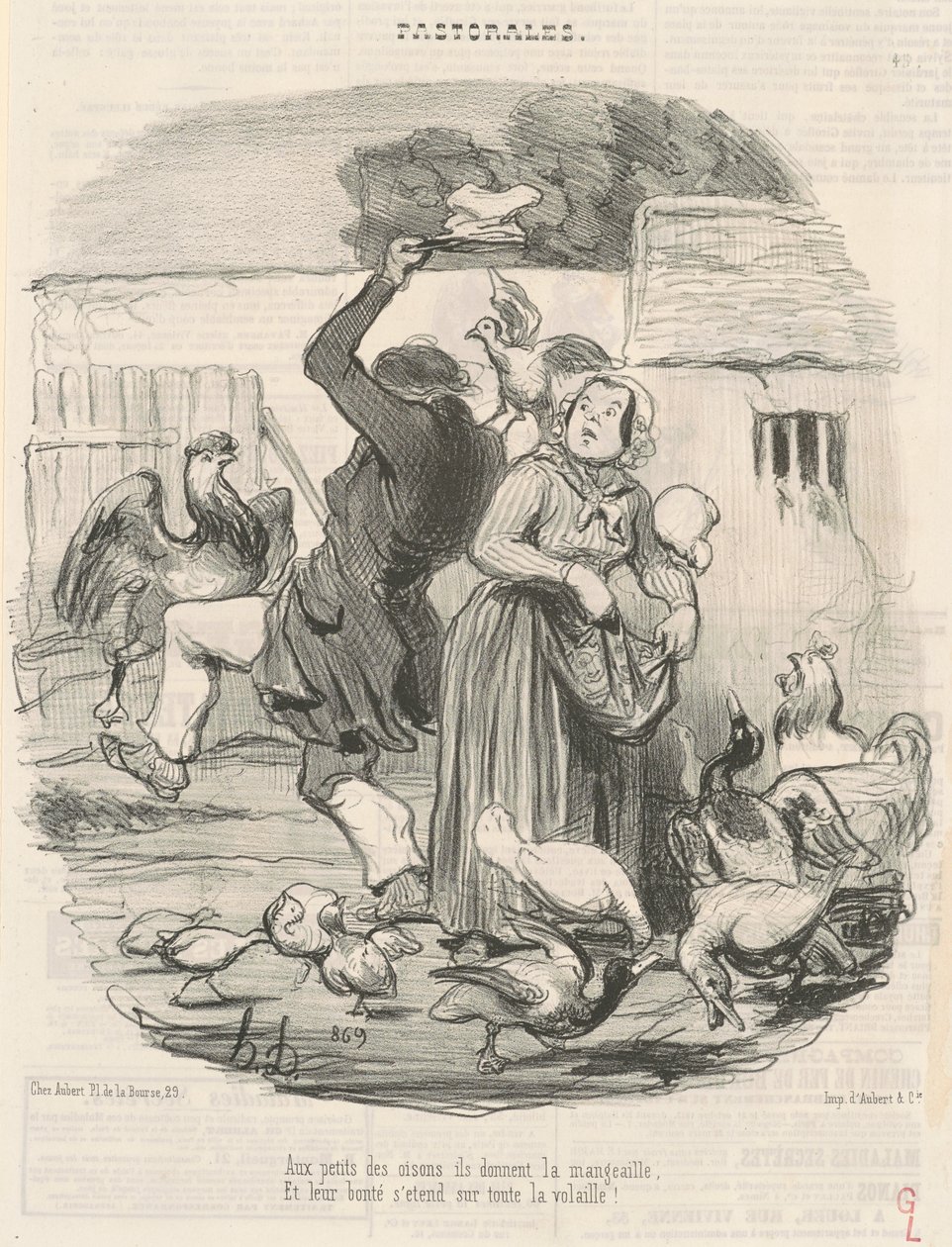To the Little Goslings, They Give the Food... by Honoré Daumier