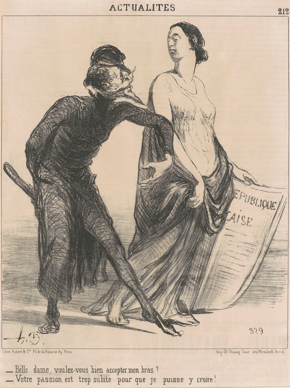 Beautiful Lady, Will You... Accept My Arm? by Honoré Daumier