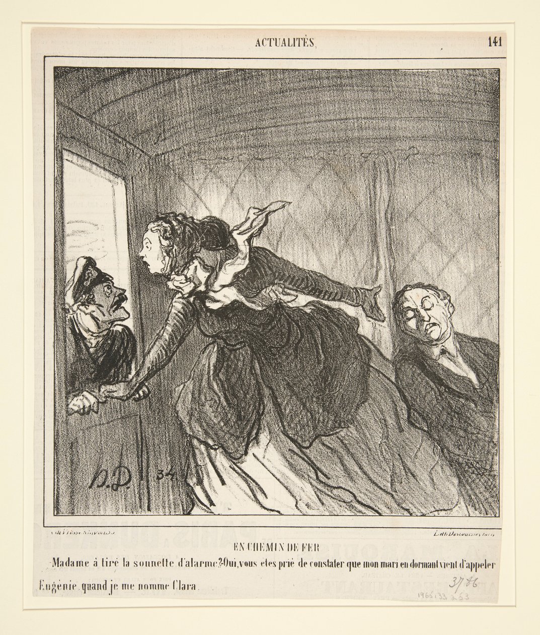 On the Train: Madame Pulled the Bell by Honoré Daumier