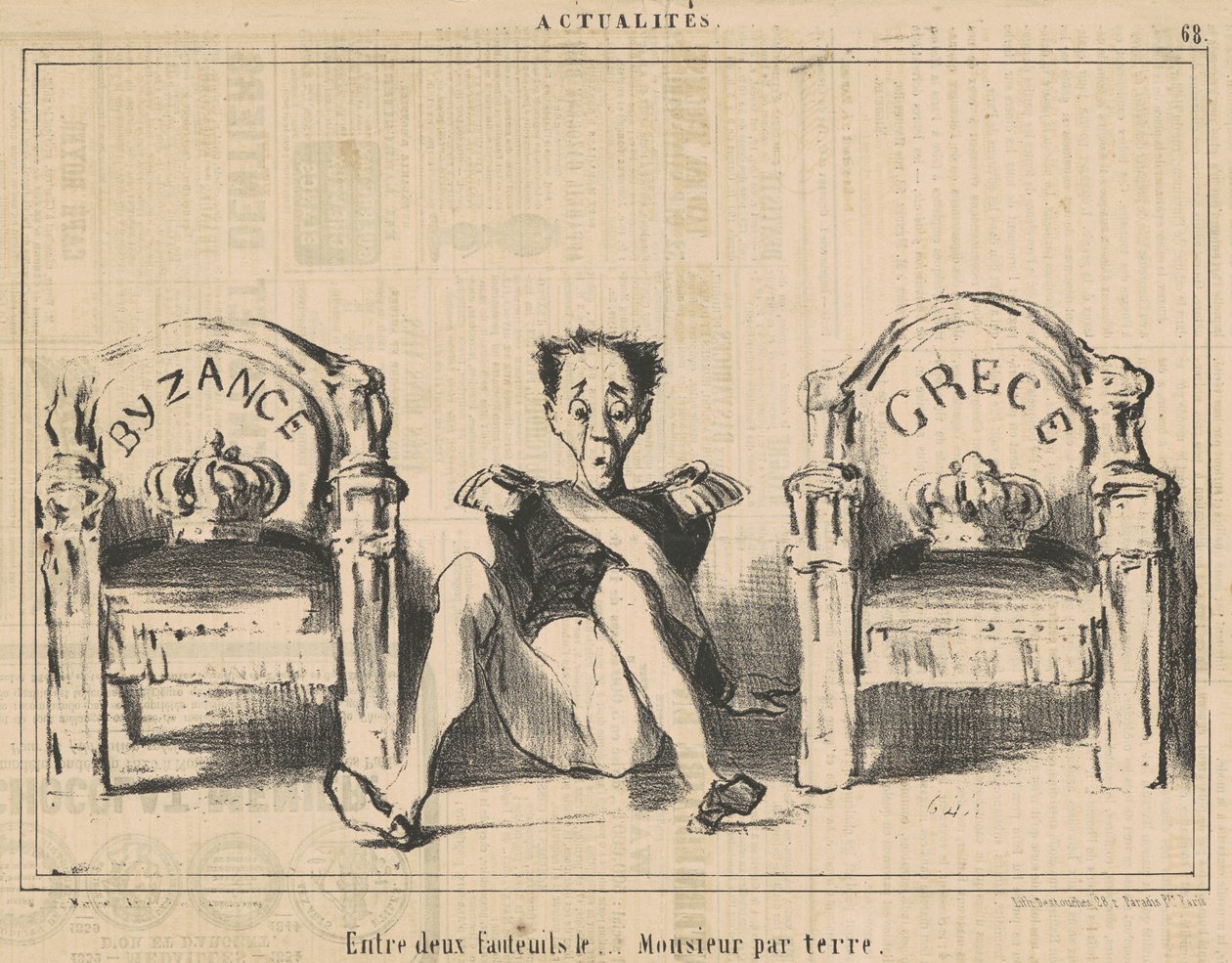 Between Two Armchairs the ...Gentleman on the Ground by Honoré Daumier