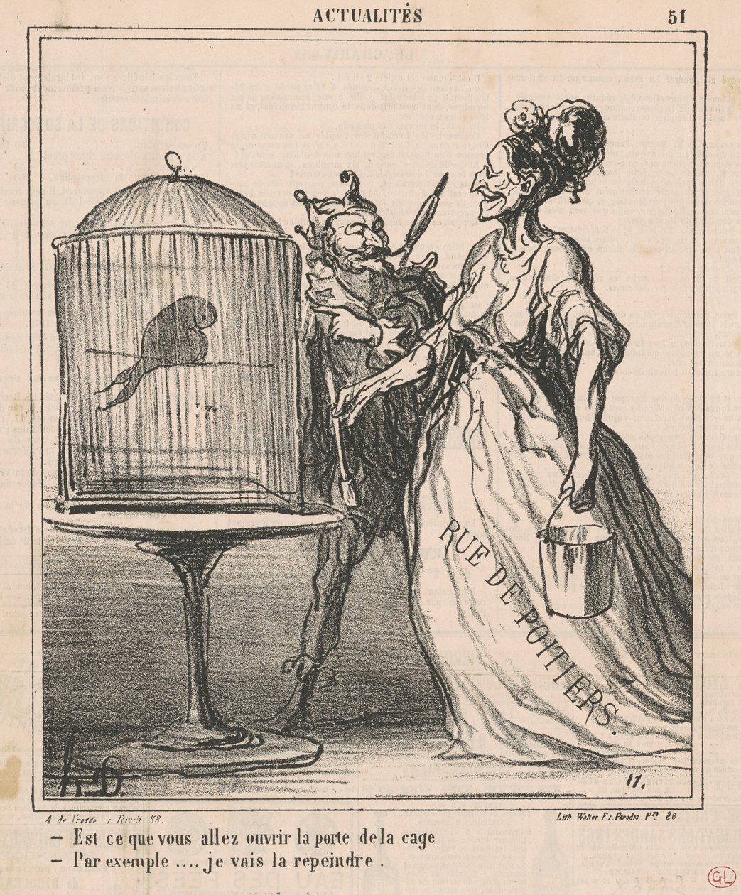 Are You Going to Open the Cage Door... by Honoré Daumier
