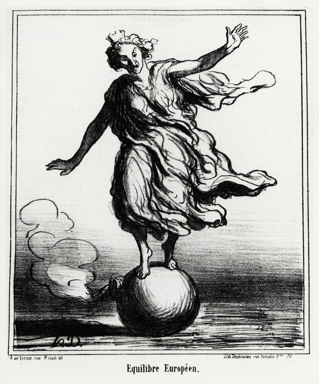 European balance. Illustration by Honore Daumier, published in 