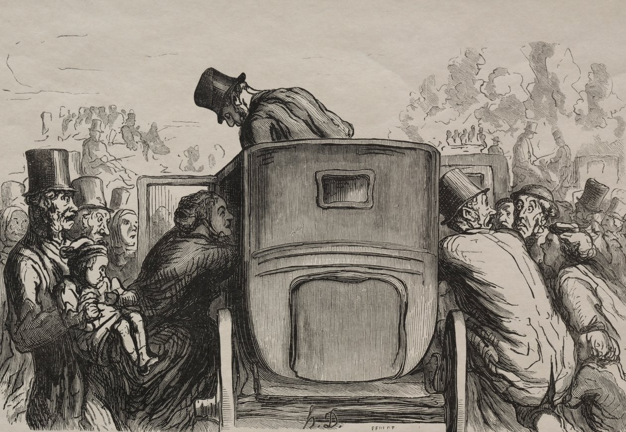 Exposition Universelle: The Foreigner Finds All Facilities to Return to His Hotel by Honoré Daumier