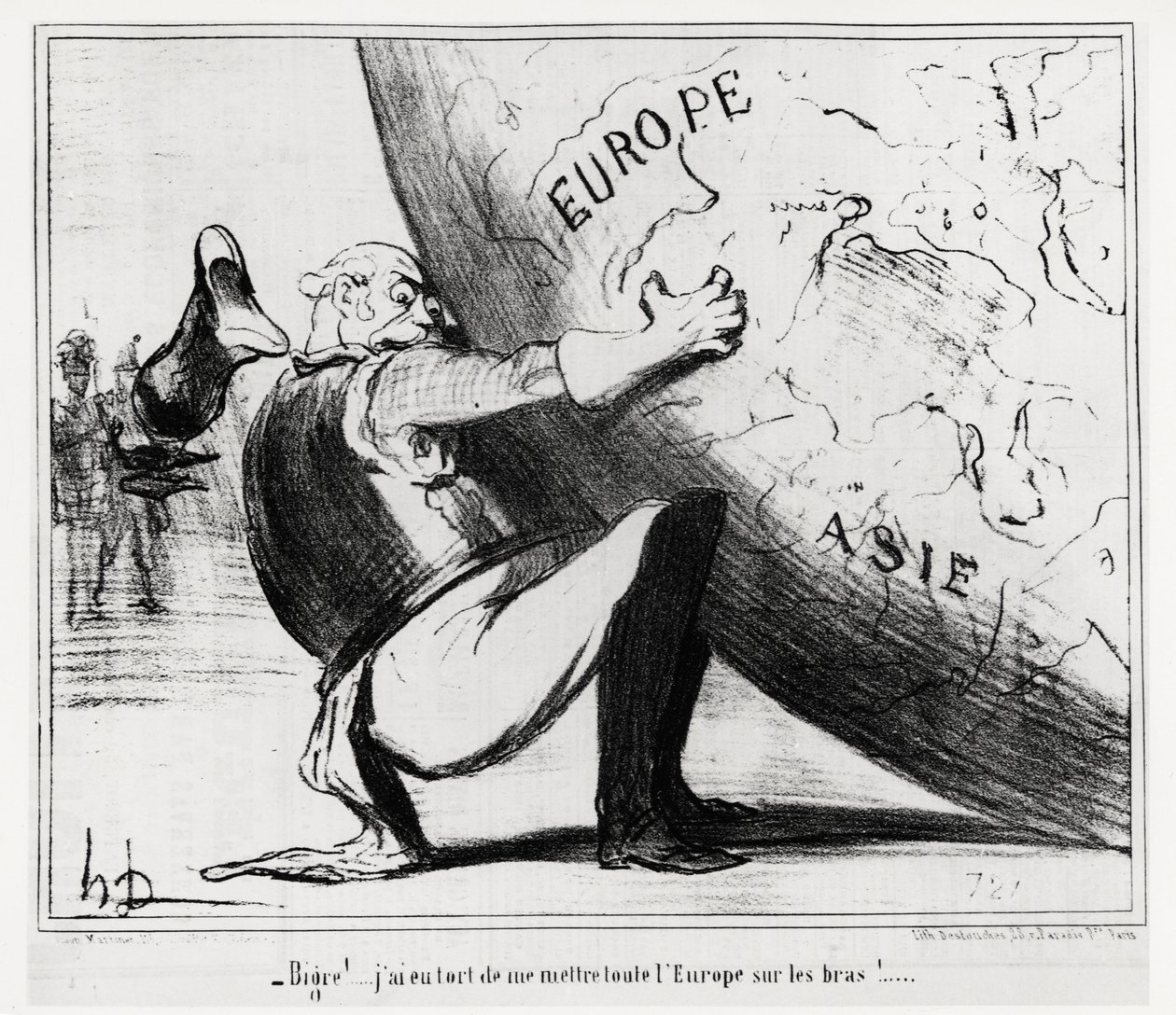 Germany: bigre!... I was wrong to put all of Europe on my hands. Illustration by Honore Daumier, published in 