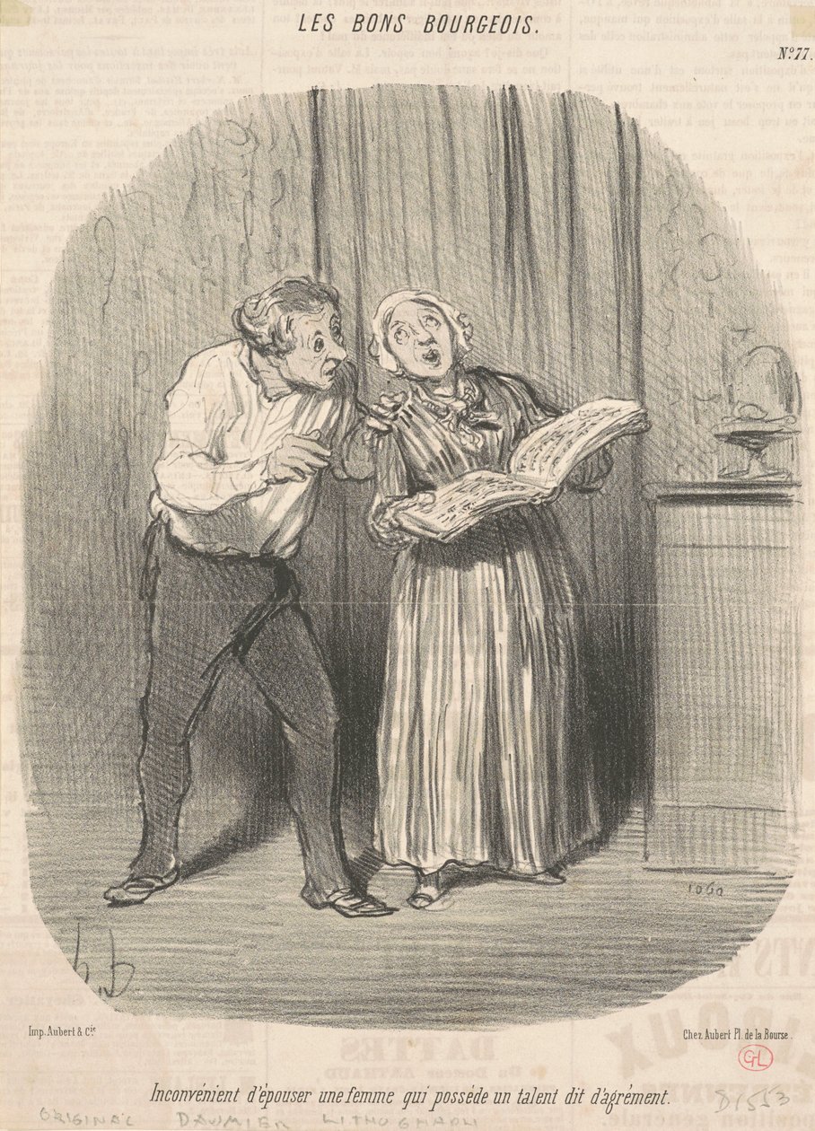 The Inconvenience of Marrying a Woman Who Possesses a Talent for Entertainment by Honoré Daumier