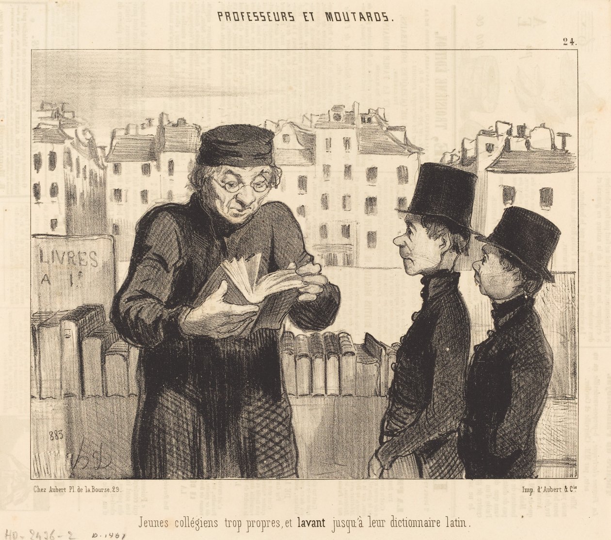 Young Students... Washing Even Their Latin Dictionary by Honoré Daumier