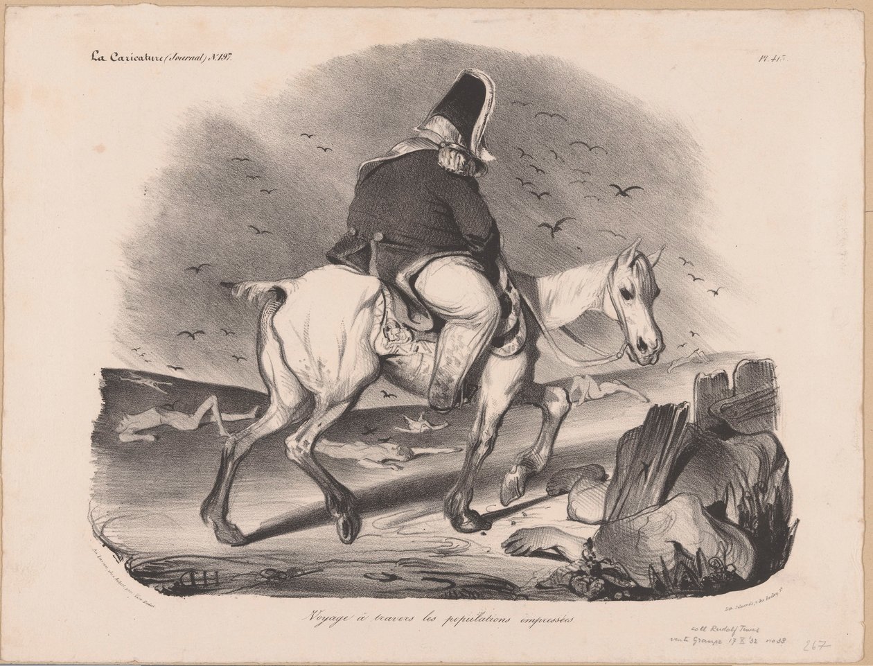 Caricature of Louis Philippe I, King of France on Horseback Among Corpses by Honoré Daumier