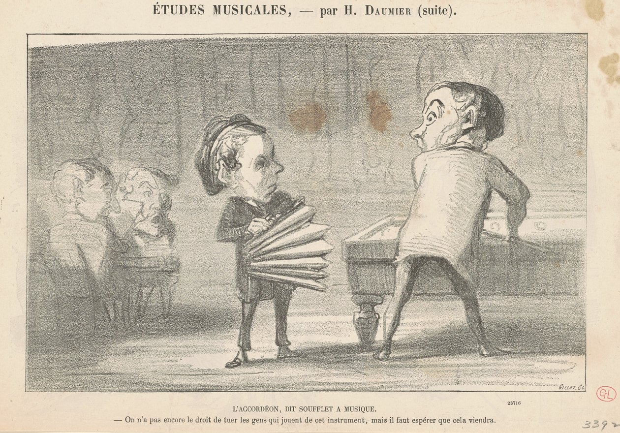 The accordion, called bellows music by Honoré Daumier