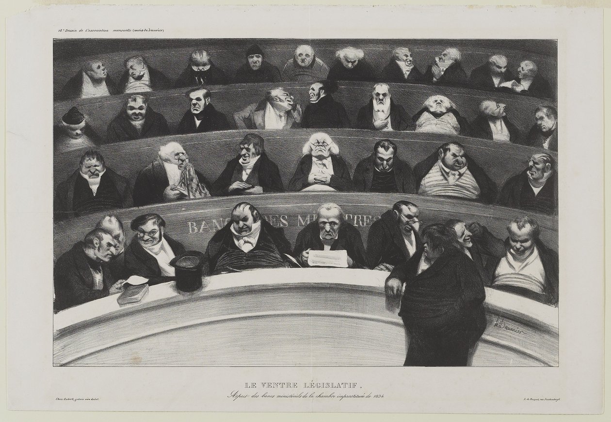 The Legislative Belly: View of the Ministerial Benches in the Chamber of Prostitution of 1834 by Honoré Daumier