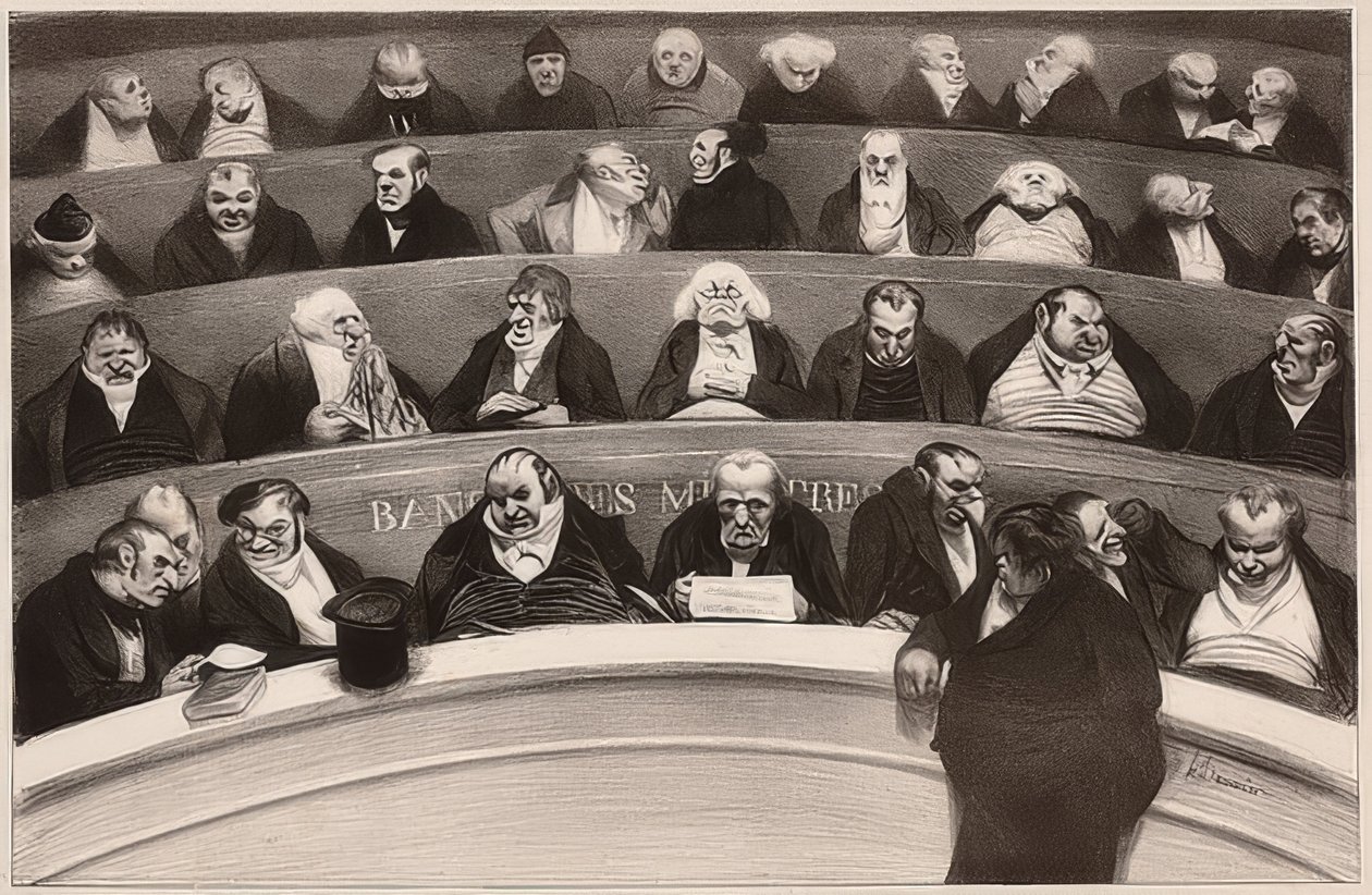 The Legislative Belly. Aspects of the Ministerial Benches of the Unprostituted Chamber of 1834. 1834 by Honoré Daumier