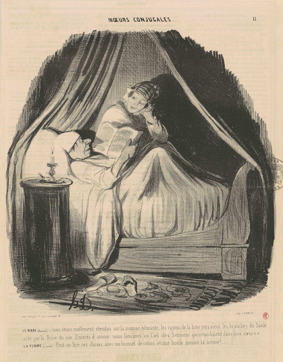 The Husband Reading: We Were Lying Softly... by Honoré Daumier