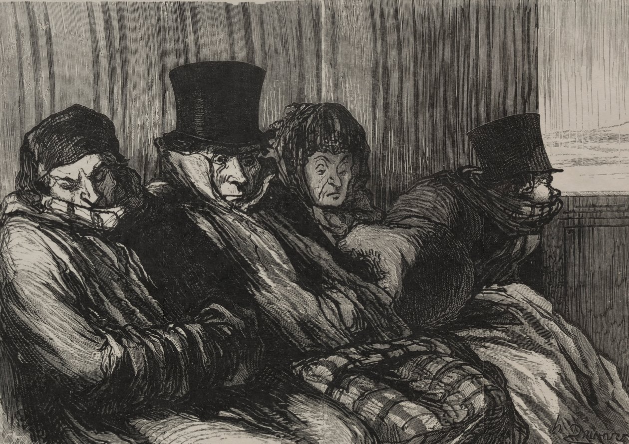 The Railways: Pleasure Train: Ten Degrees of Nakedness and Bad Mood by Honoré Daumier