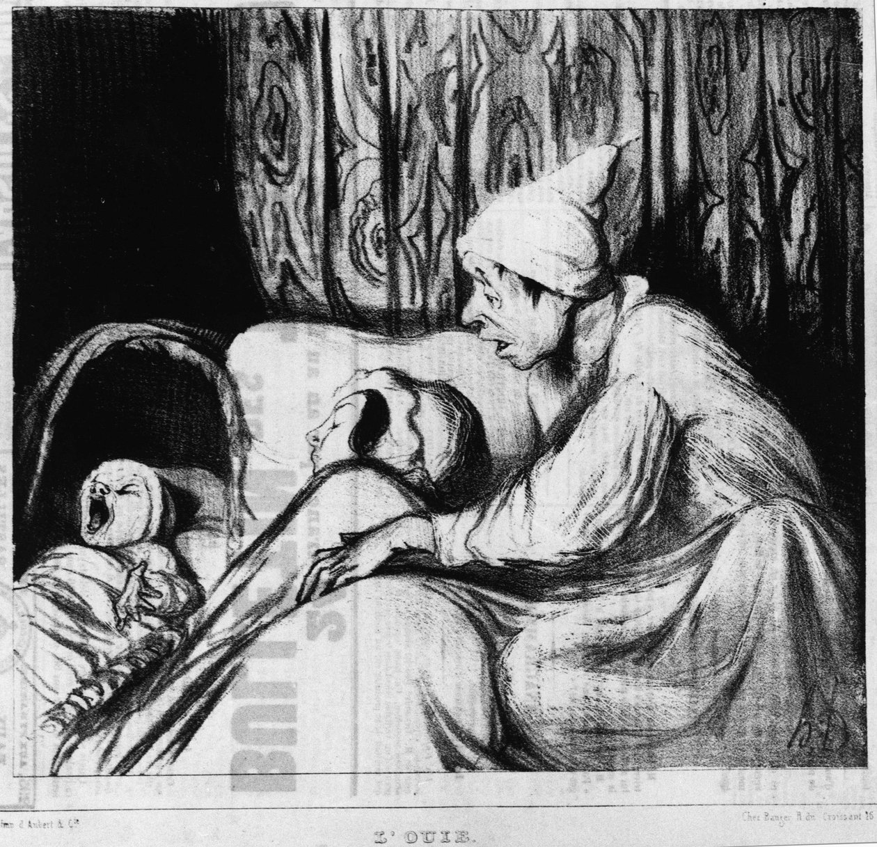 Hearing: series on the five senses, by Honore Daumier. Charivari by Honoré Daumier