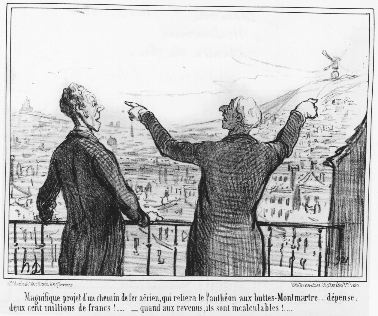 Magnificent project of an air railway, which will connect the Pantheon to Buttes-Montmartre... spend, two hundred million francs!... -when to income, they are incalculable!... from the “Maileurs d