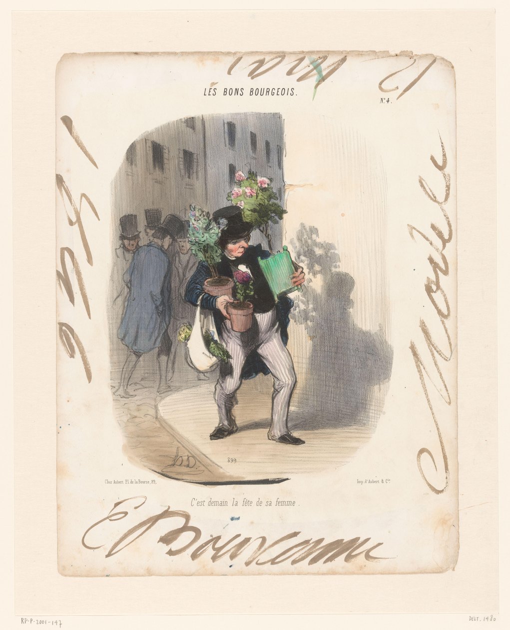 Man Bringing Plants for His Wife (Good Citizens) by Honoré Daumier