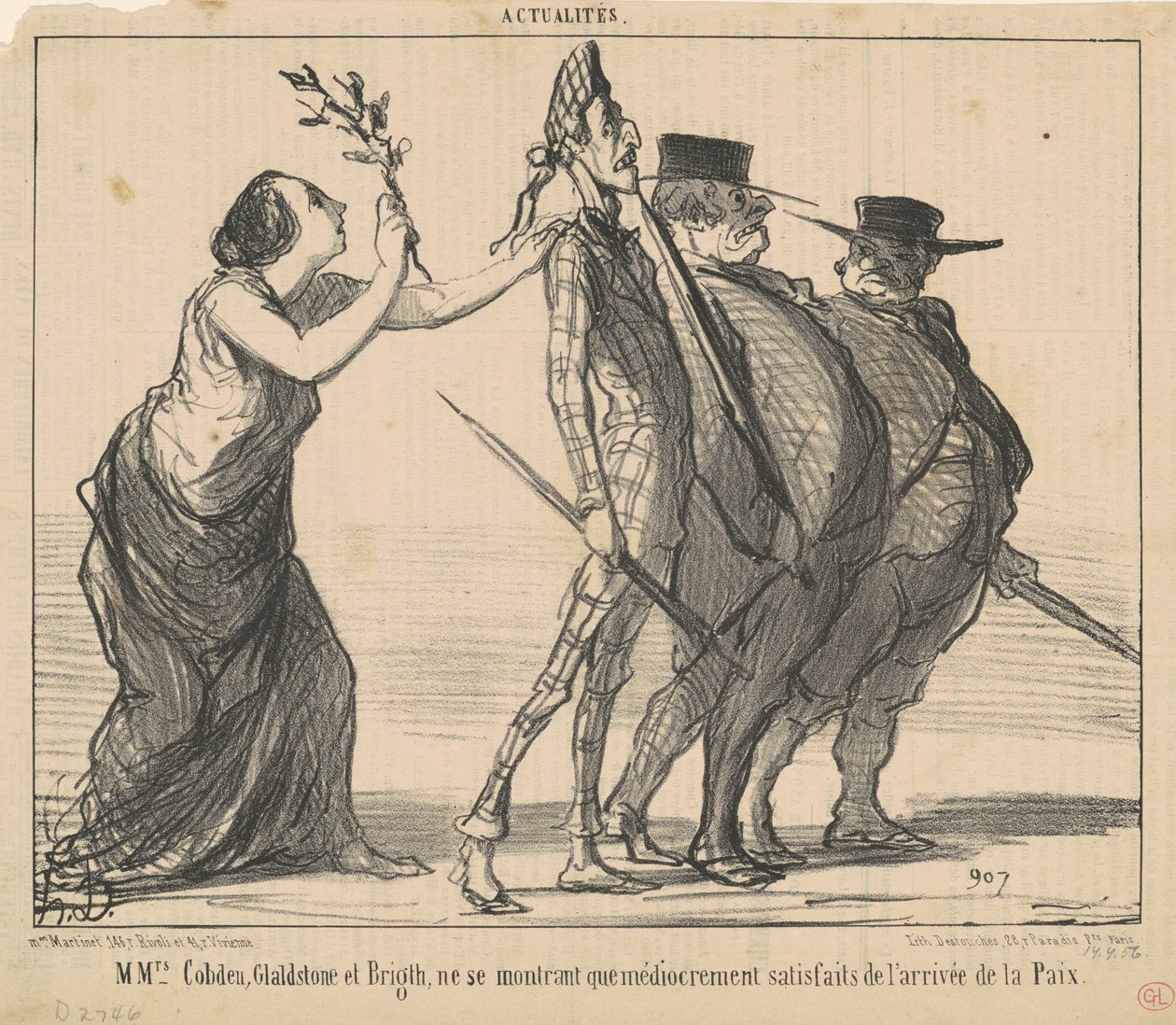 Mmrs. Cobden, Gladstone and Bright by Honoré Daumier