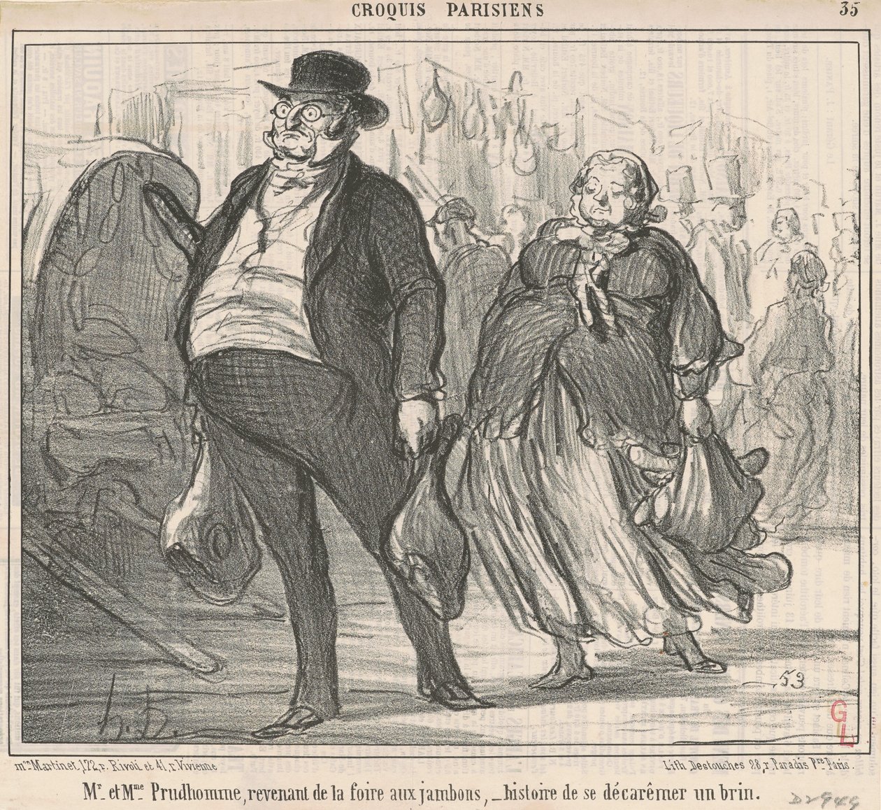 Mr and Mrs Prudhomme Returning from the Fair by Honoré Daumier